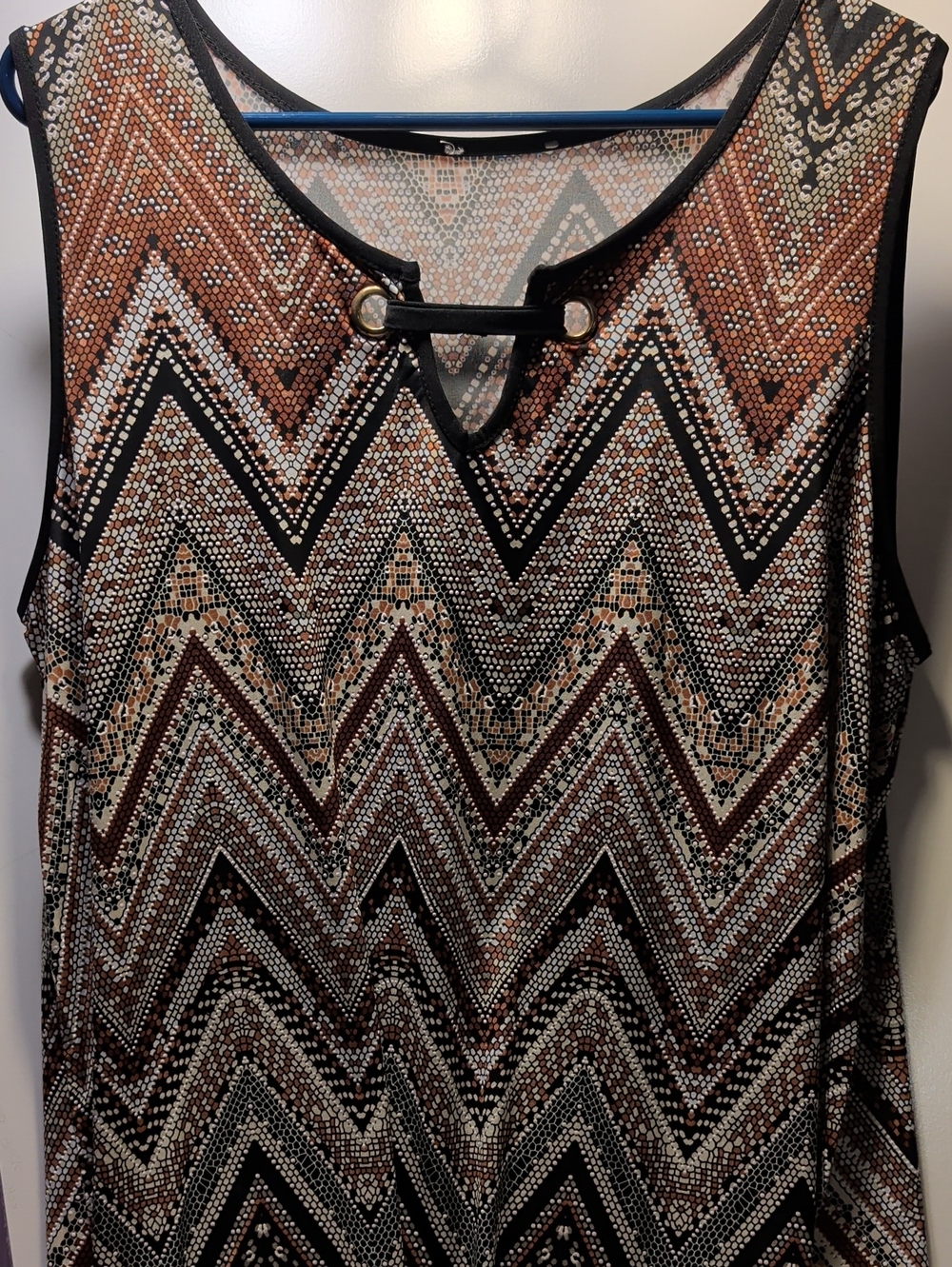 Womens 1X Chevron Tank Top By Exclusive One Sleeveless Neutral Brown BlackBeige